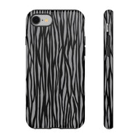 Stylish Tough Phone Case - Black and Gray Striped Design