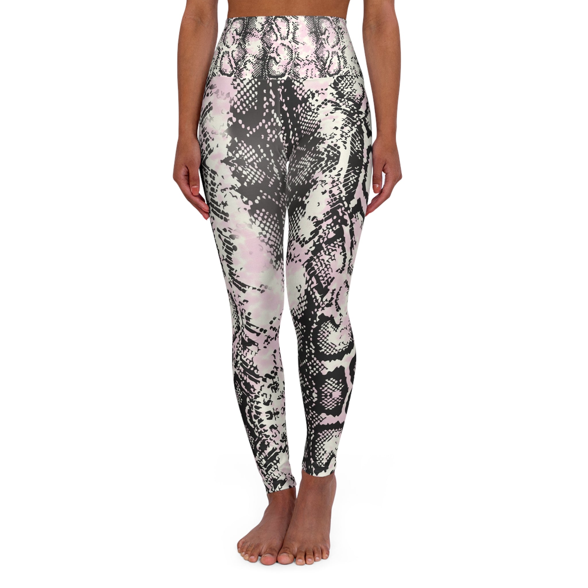 Comfortable High Waisted Snake Print Yoga Leggings for Fitness and Fashion