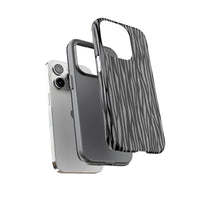Stylish Tough Phone Case - Black and Gray Striped Design