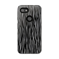 Stylish Tough Phone Case - Black and Gray Striped Design