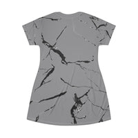 Elegant Marble Print T-Shirt Dress, Casual Summer Dress, Comfortable Everyday Wear, Fashionable Loungewear, Gift for Her