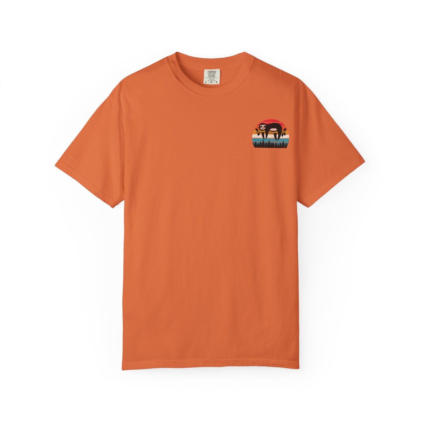 Chill Vibes Unisex Garment-Dyed T-Shirt - Retro Sloth & Sunset Design