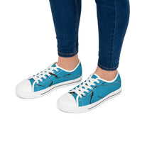 Stylish Women's Low Top Sneakers with Blue Abstract Design