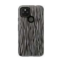 Stylish Tough Phone Case - Black and Gray Striped Design