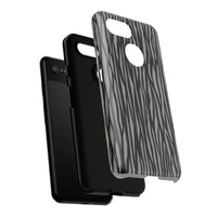 Stylish Tough Phone Case - Black and Gray Striped Design