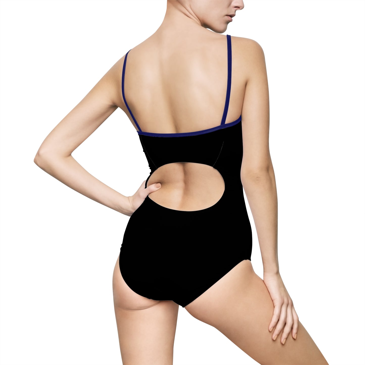 Classic Black Women's One-Piece Swimsuit with Elegant Design