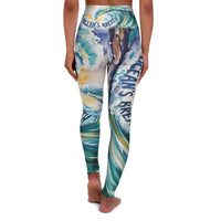 Ocean's Breath High Waisted Yoga Leggings - Stylish Workout Wear for Beach Lovers