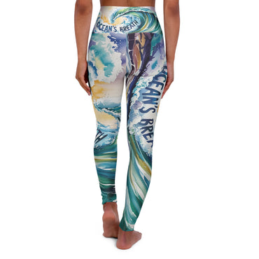 Ocean's Breath High Waisted Yoga Leggings - Stylish Workout Wear for Beach Lovers