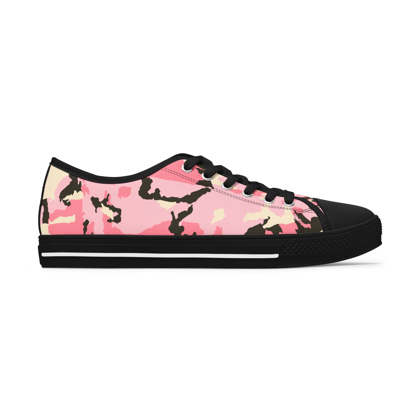 Feminine Pink Camo Low Top Sneakers - Stylish & Trendy Women's Casual Footwear