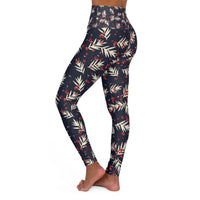 Tropical Leaf High Waisted Yoga Leggings - Comfortable Stretch Fit for Active Lifestyle