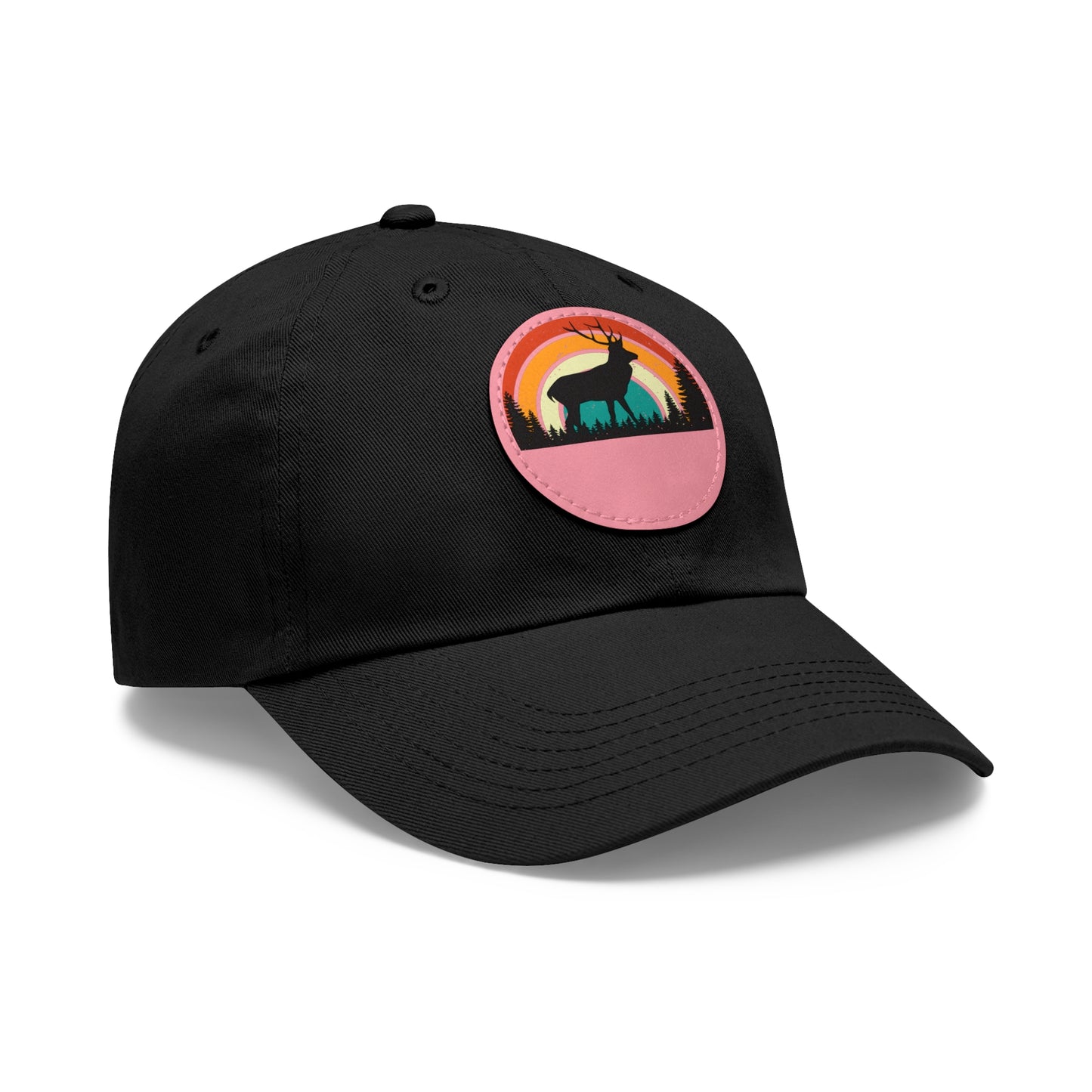 Stylish Dad Hat with Leather Patch - Retro Deer Design