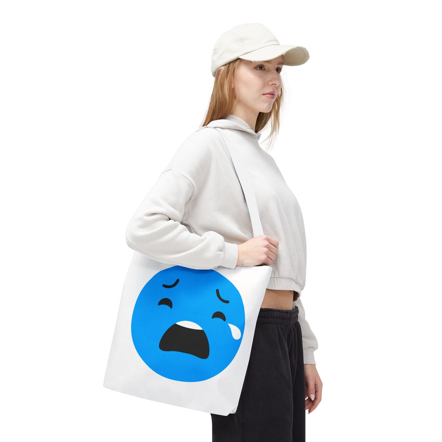 Emotional Expression Tote Bag - Cute Sad Face Design