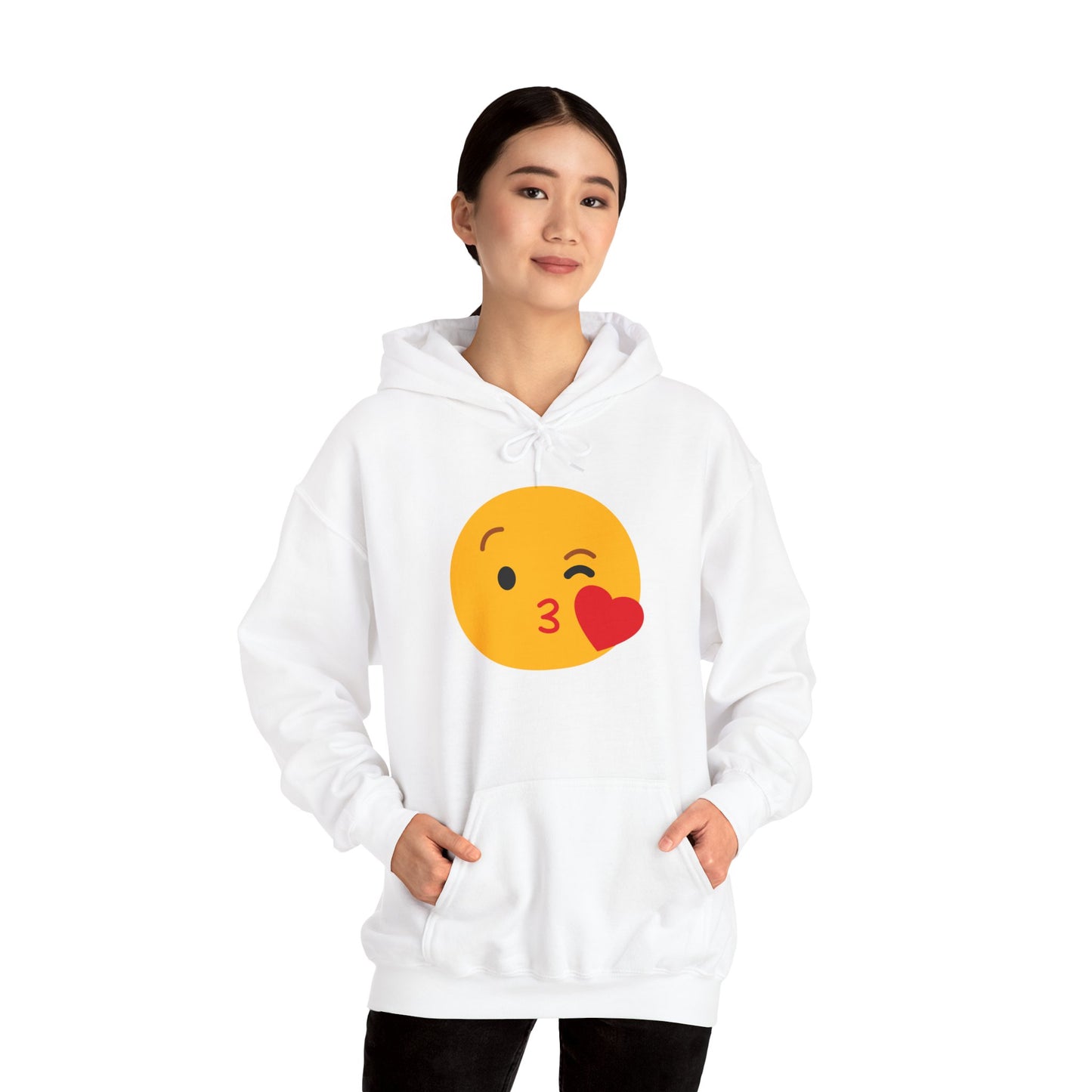 Kiss Emoji Hooded Sweatshirt | Unisex Heavy Blend™