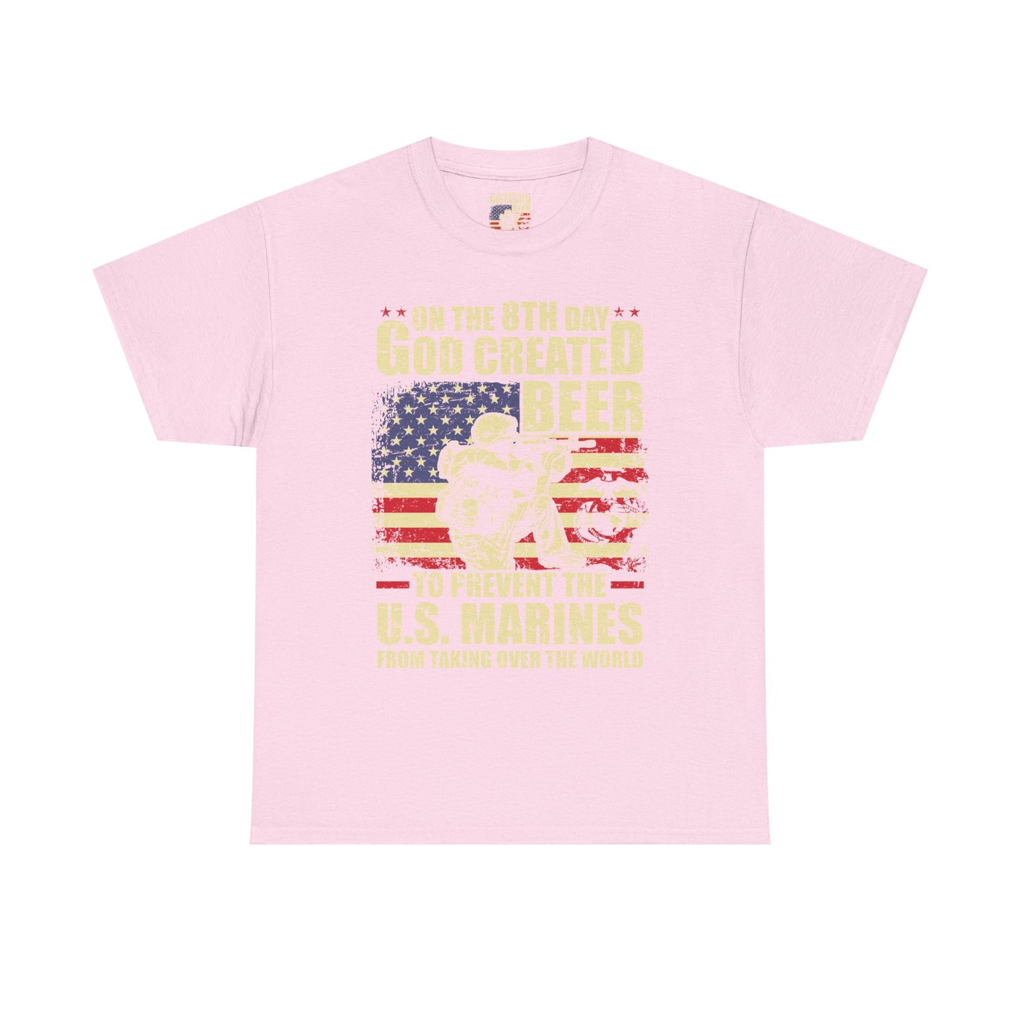 God Created Beer Unisex Heavy Cotton Tee, Fun Patriotic Shirt, Gift for Beer Lovers, US Marines Support, July 4th Celebration