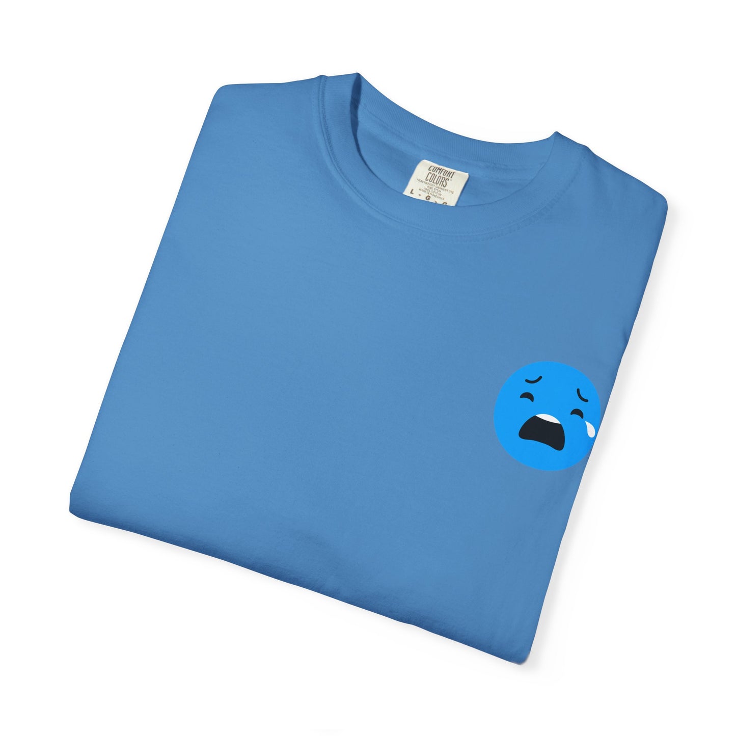 Unisex Garment-Dyed T-Shirt with Sad Emoji Design
