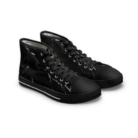 Women's High Top Sneakers - Stylish Black Marble Design