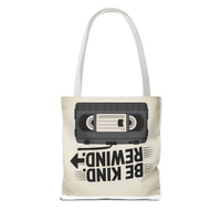 Retro Be Kind Rewind Tote Bag, Fun Eco-Friendly Tote, Gift for Movie Lovers, Shopping Bag, Beach Bag, Perfect for Everyday