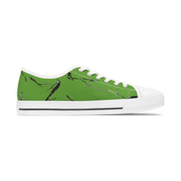 Trendy Women’s Low Top Sneakers - Green & Black Marble Design
