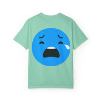 Unisex Garment-Dyed T-Shirt with Sad Emoji Design