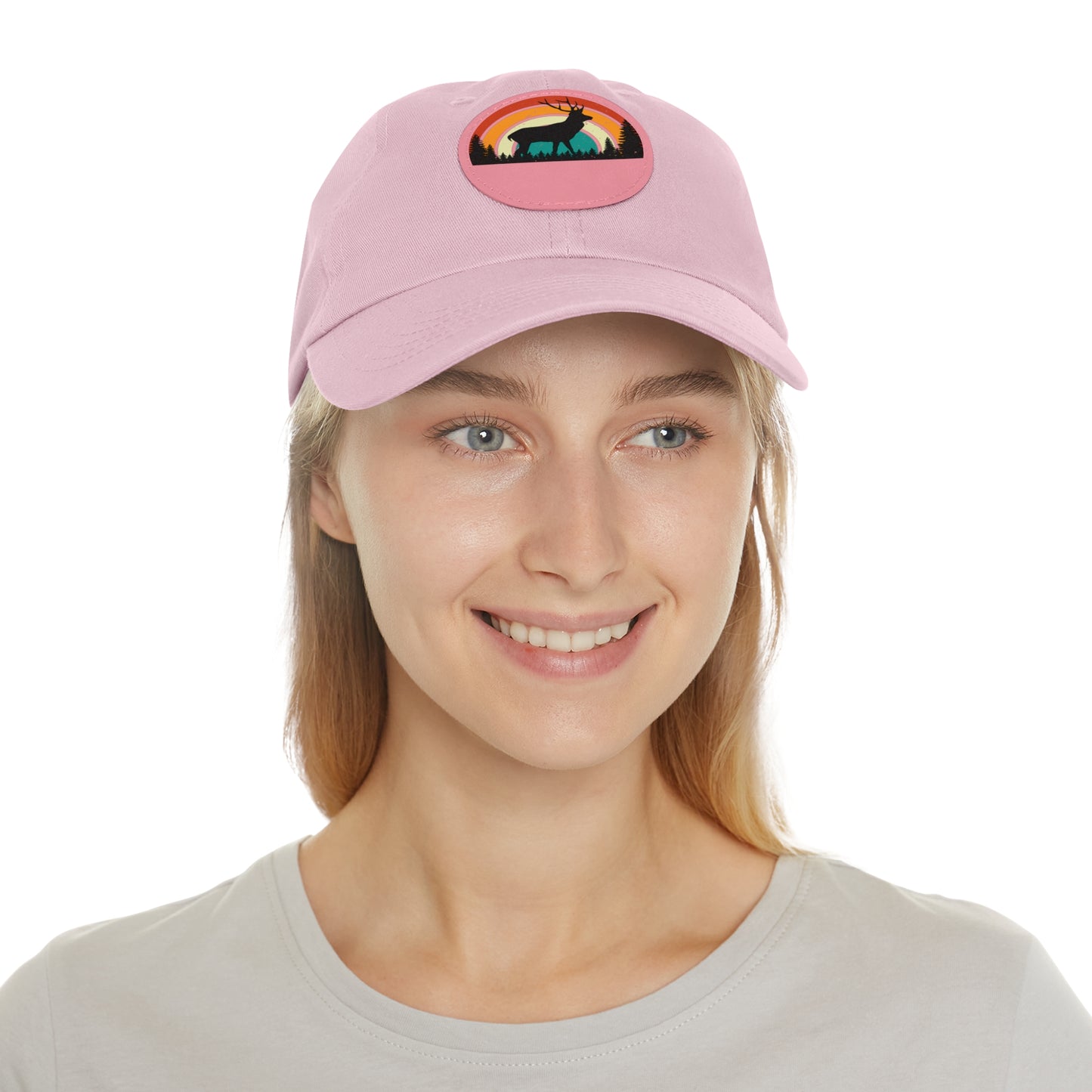 Stylish Dad Hat with Leather Patch - Retro Deer Design