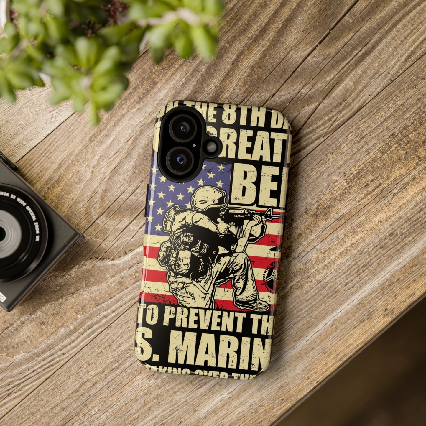 Military-Themed Phone Case - 'God Created Beer' Design