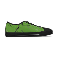 Trendy Women’s Low Top Sneakers - Green & Black Marble Design