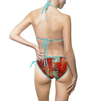 Artistic Red Abstract Women's Bikini Swimsuit
