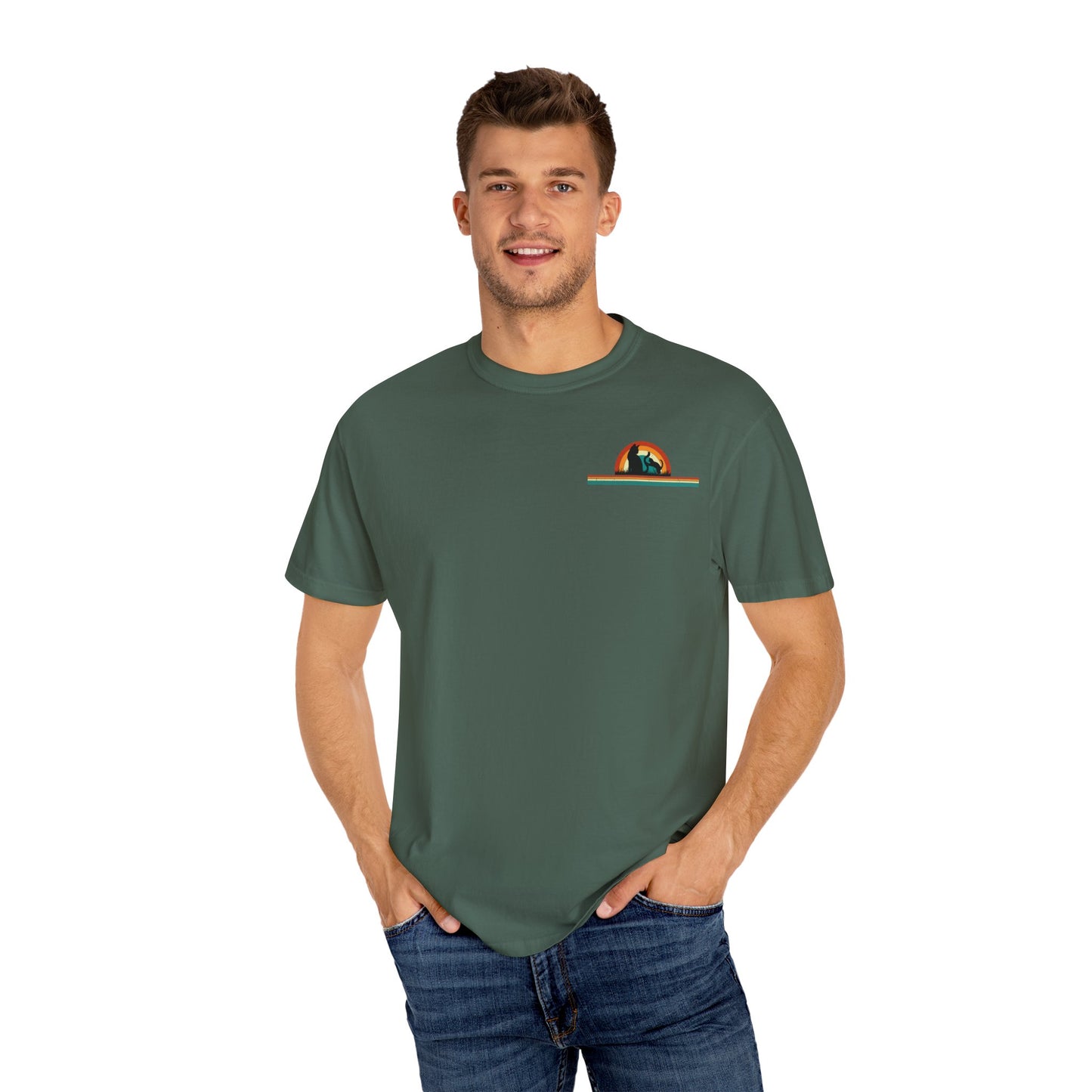 Unisex Cat & Dog Sunset Graphic T-Shirt - Casual Animal Lover Tee