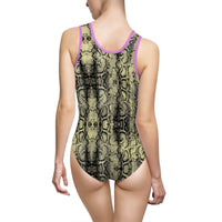 Women's Snakeskin Print One-Piece Swimsuit - Stylish Swimwear for Summer Fun