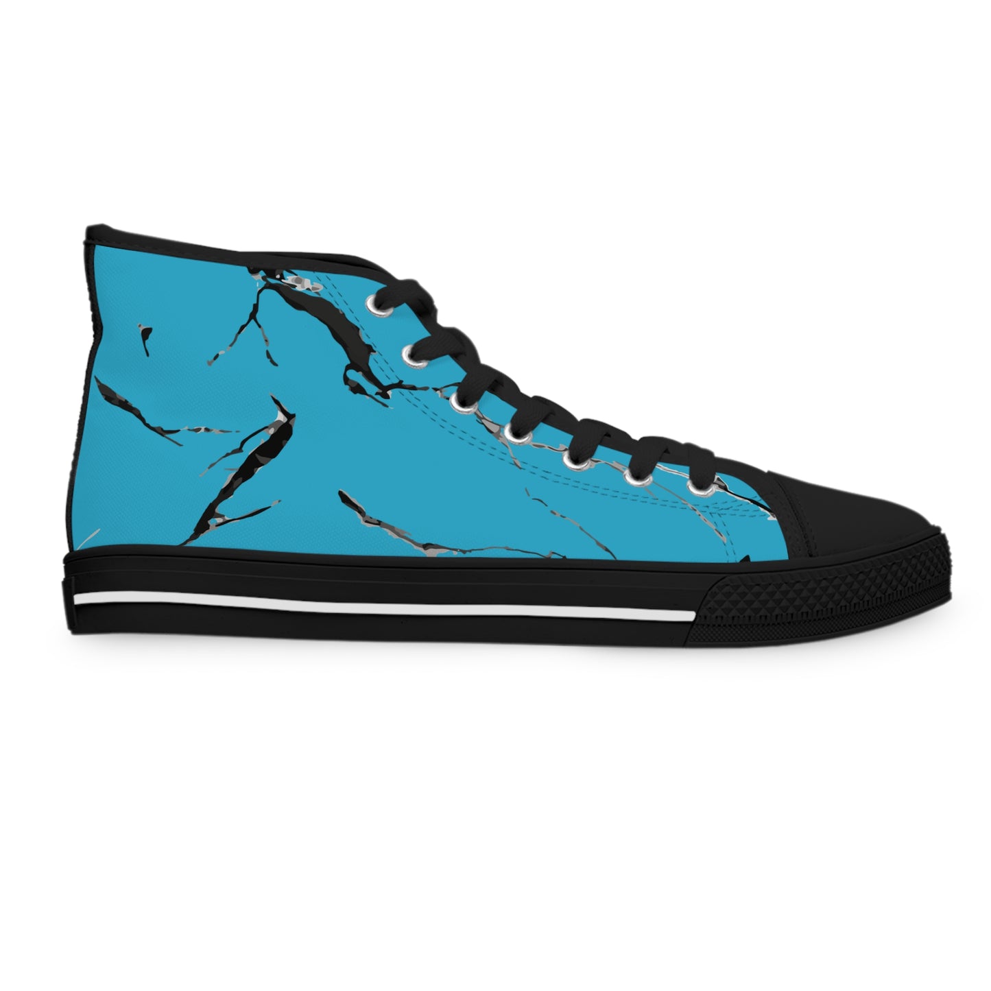 Stylish Women's High Top Sneakers - Blue Marble Design