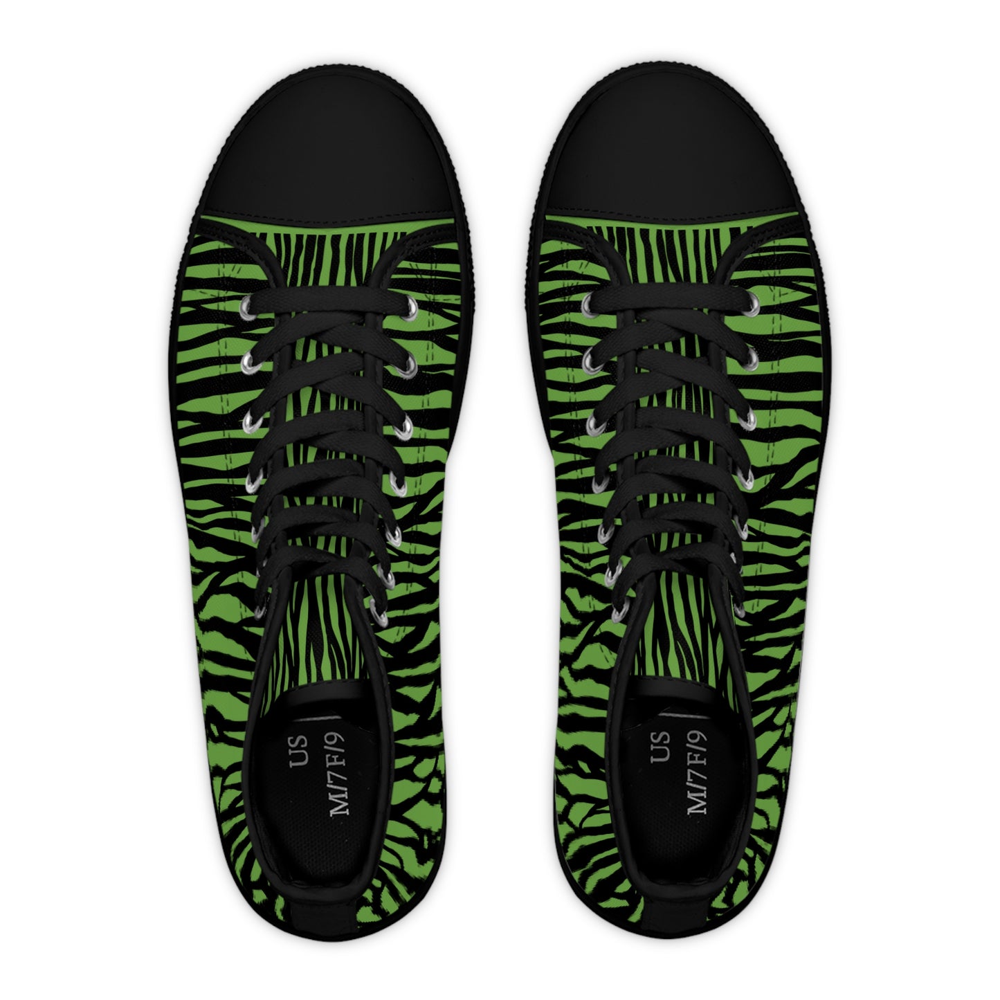 Women's High Top Sneakers - Green Zebra Print Casual Shoes