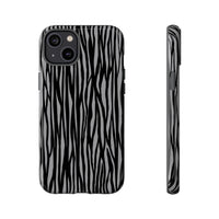 Stylish Tough Phone Case - Black and Gray Striped Design
