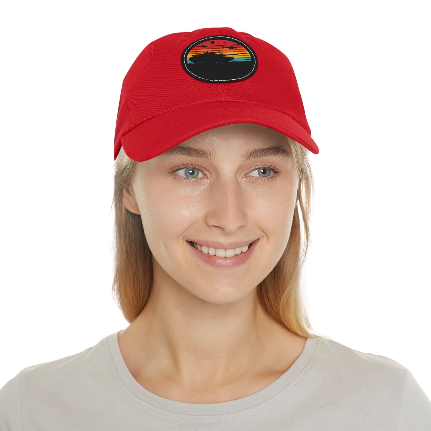 Retro Sunset Dad Hat with Leather Patch