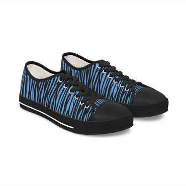 Blue Zebra Print Women's Low Top Sneakers