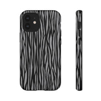 Stylish Tough Phone Case - Black and Gray Striped Design