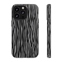 Stylish Tough Phone Case - Black and Gray Striped Design