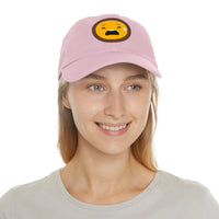 Emotional Dad Hat with Leather Patch - Sad Emoji Cap for Everyday Wear