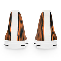Wild Style Women's High Top Sneakers - Orange Tiger Print