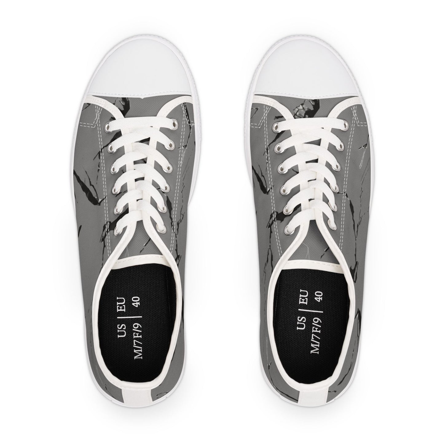 Stylish Women's Low Top Sneakers - Gray Marble Design