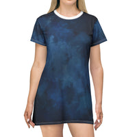 Chic Blue Tie-Dye T-Shirt Dress - Casual Summer Style