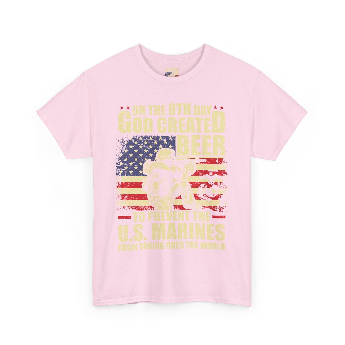 God Created Beer Unisex Heavy Cotton Tee, Fun Patriotic Shirt, Gift for Beer Lovers, US Marines Support, July 4th Celebration