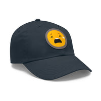 Emotional Dad Hat with Leather Patch - Sad Emoji Cap for Everyday Wear