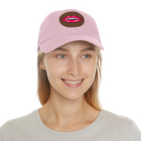 Hat for Men, Stylish Summer Dad Cap with Leather Patch, Trendy Bold Lip Design, Casual Baseball Hat, Fashionable Accessory