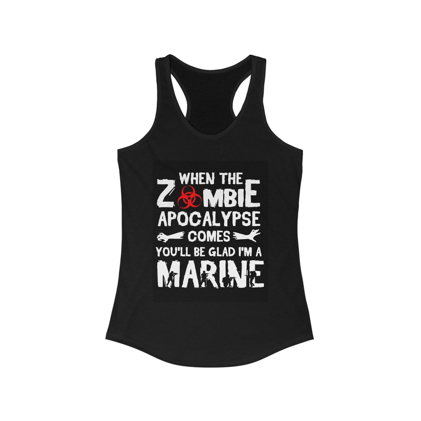 Funny Zombie Apocalypse Marine Women's Racerback Tank