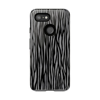 Stylish Tough Phone Case - Black and Gray Striped Design