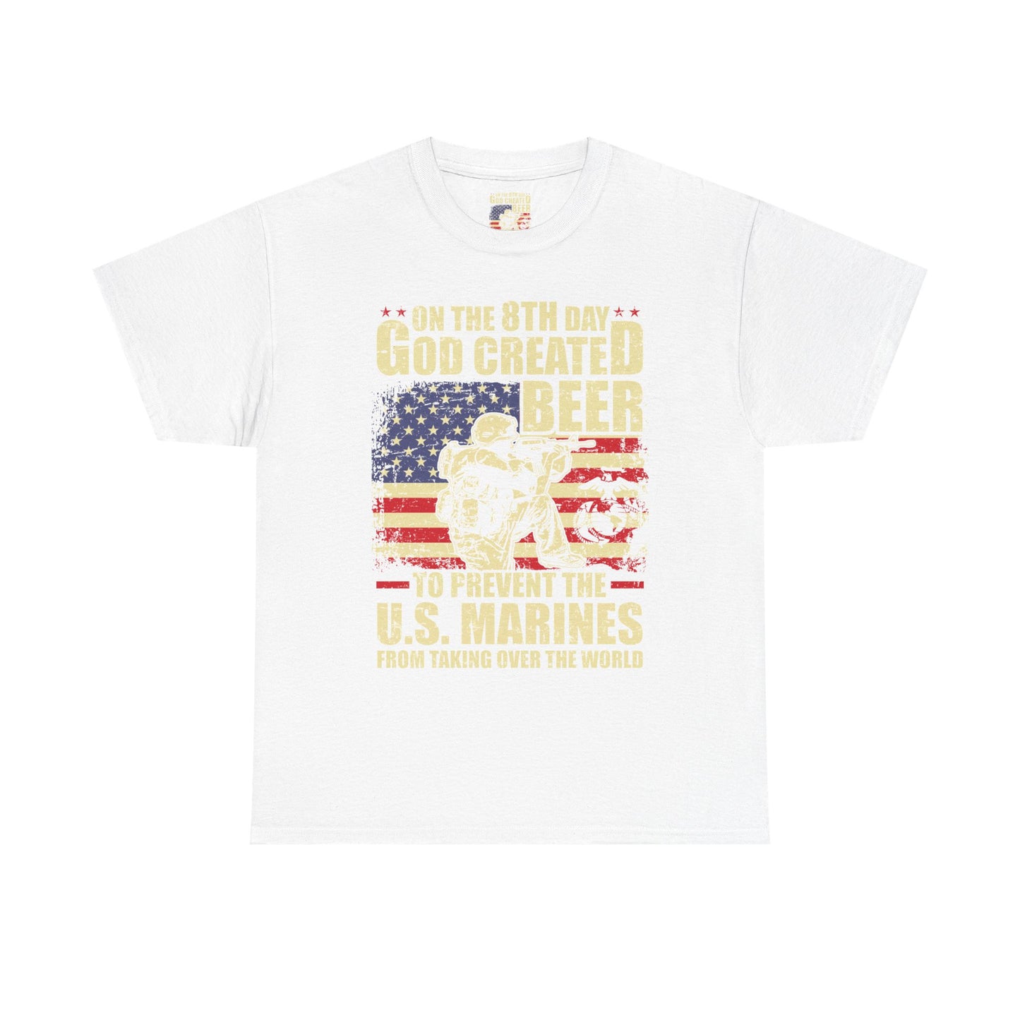 God Created Beer Unisex Heavy Cotton Tee, Fun Patriotic Shirt, Gift for Beer Lovers, US Marines Support, July 4th Celebration