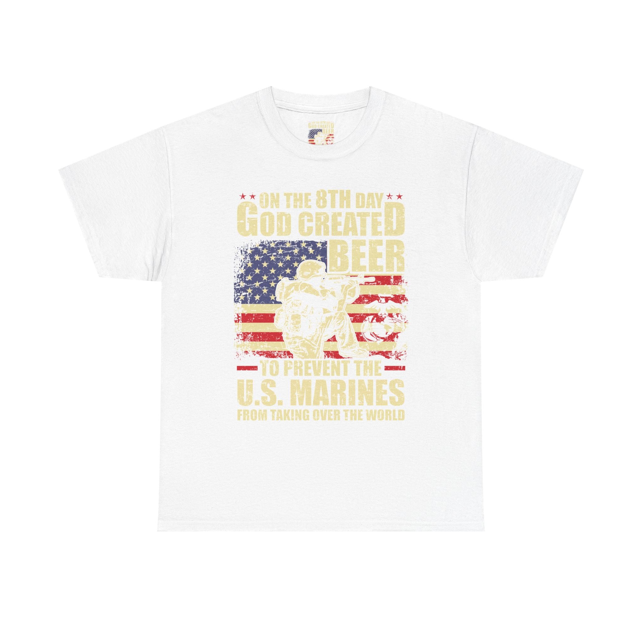 God Created Beer Unisex Heavy Cotton Tee, Fun Patriotic Shirt, Gift for Beer Lovers, US Marines Support, July 4th Celebration