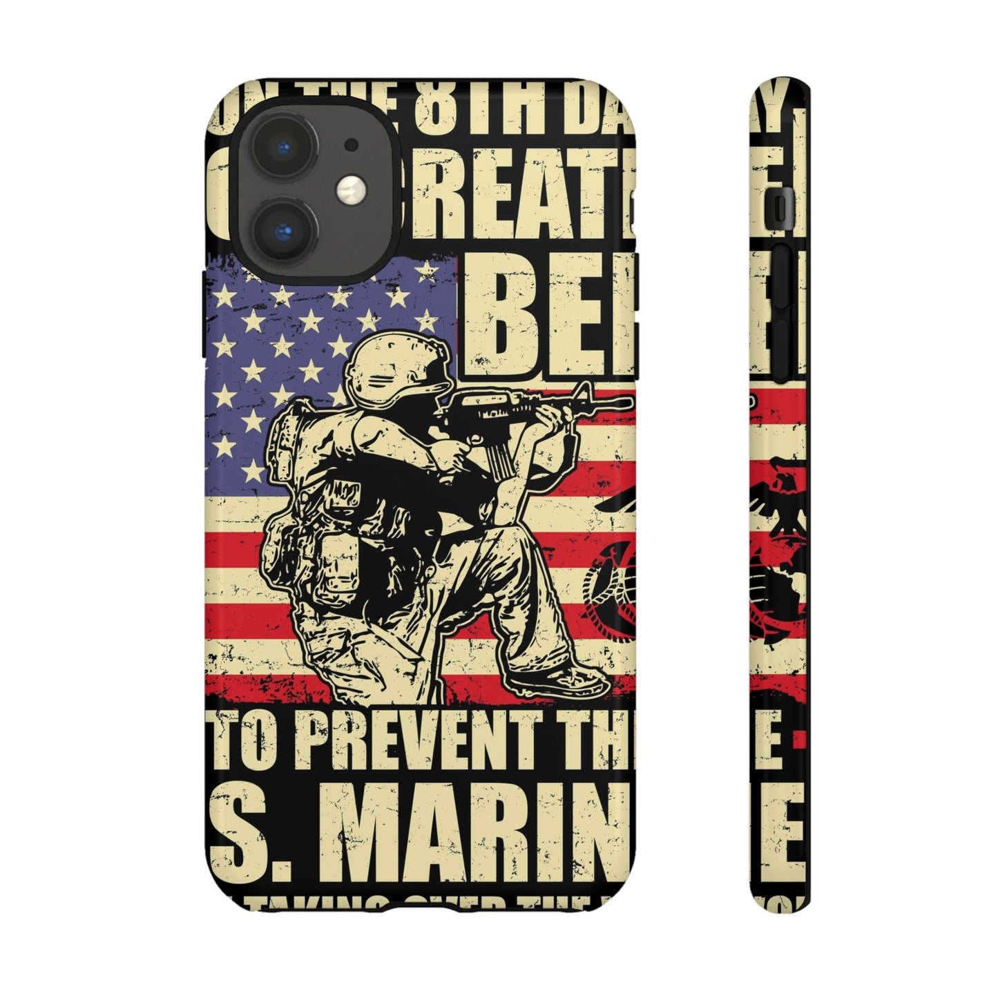 Military-Themed Phone Case - 'God Created Beer' Design