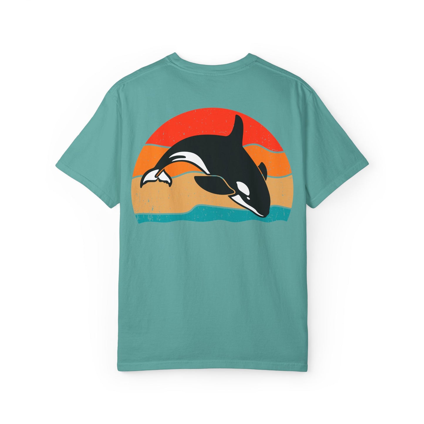 Whale Sunset Graphic T-Shirt - Unisex Garment-Dyed Tee for Ocean Lovers