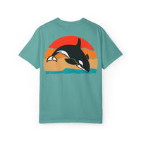 Whale Sunset Graphic T-Shirt - Unisex Garment-Dyed Tee for Ocean Lovers